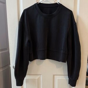 lululemon athletica Grey Black Cropped Crew Sweatshirt - Women's